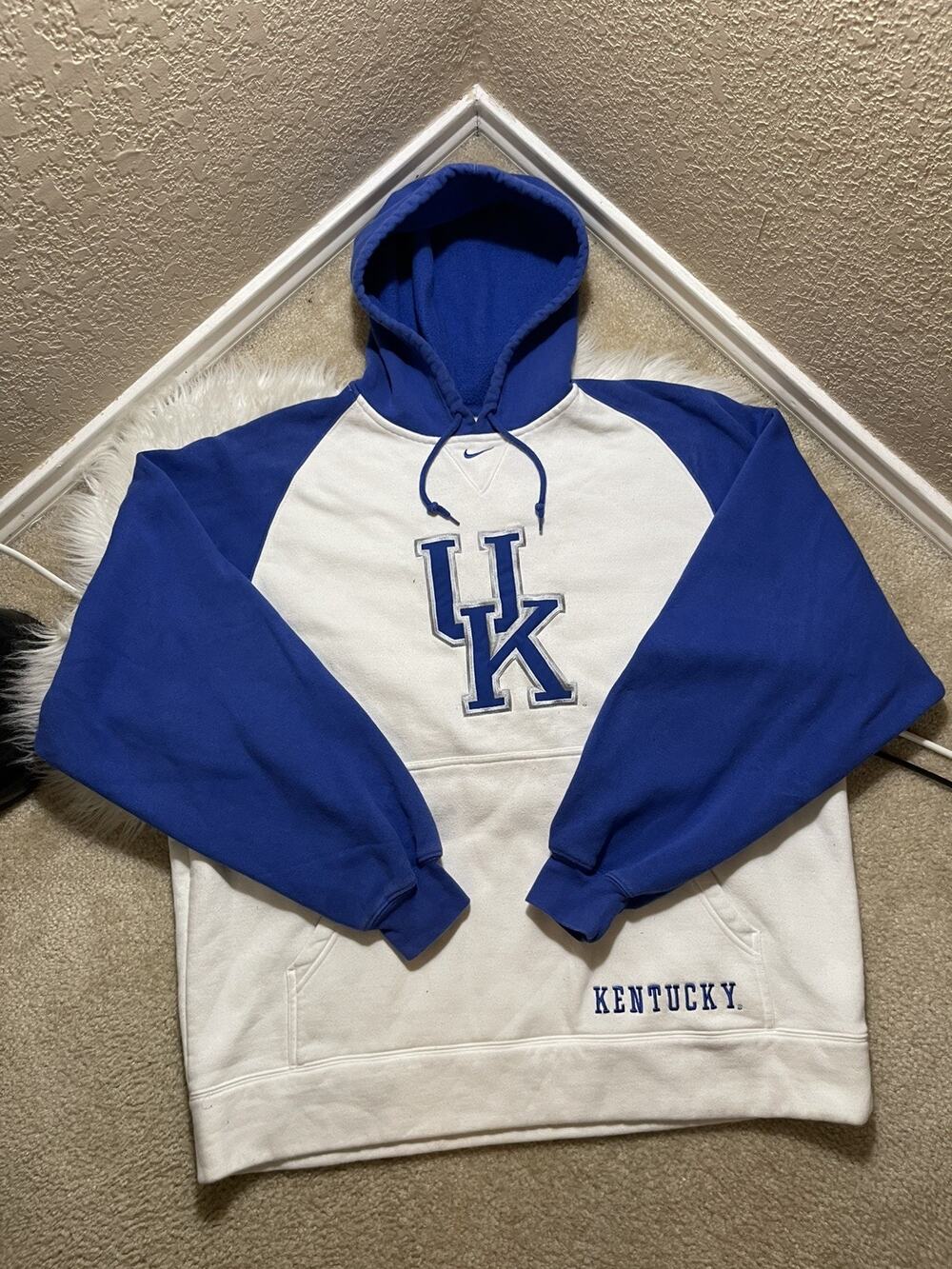 Vintage Nike University Of Kentucky Center Swoosh Hoodie Pullover Size Large